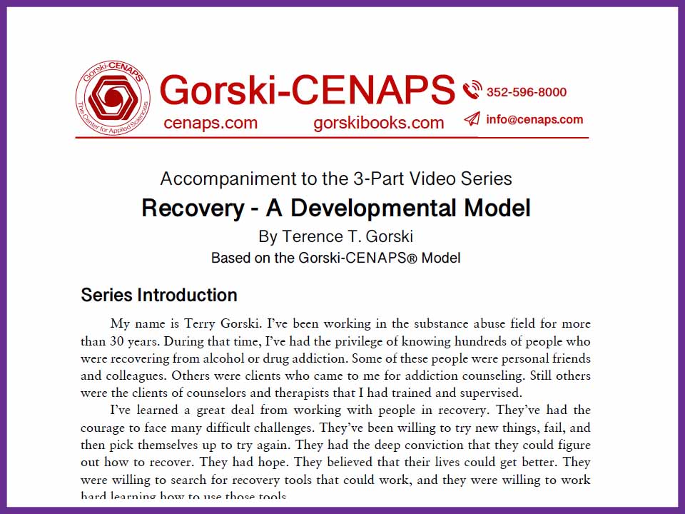 SERIES II - Recovery - A Developmental Model - Accompaniment Text